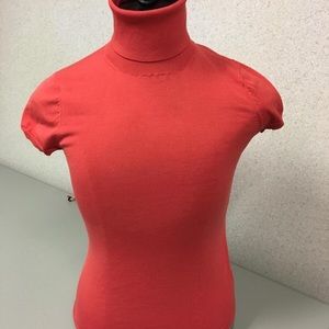 Short Sleeve Tangerine Turtleneck